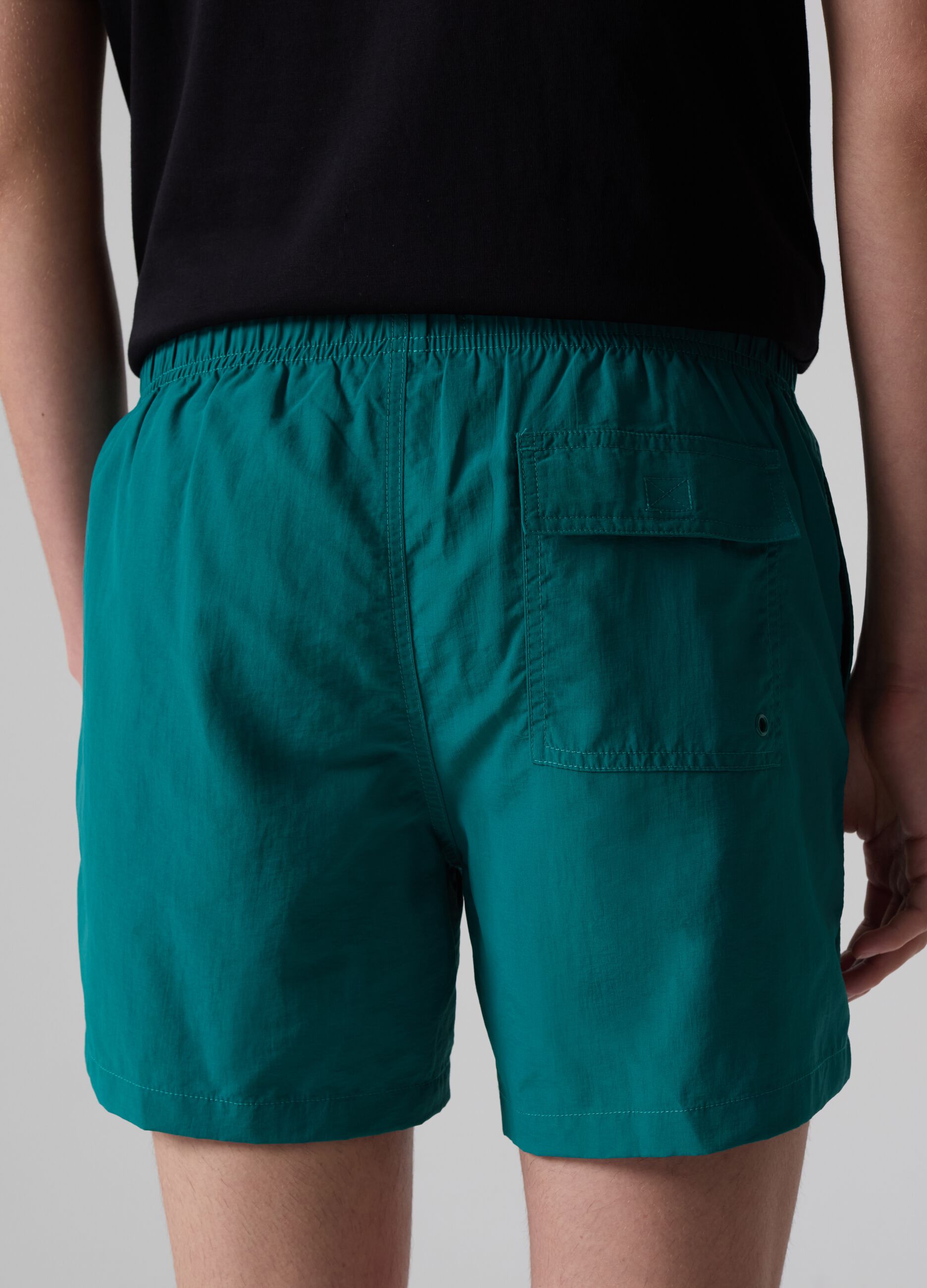 Bermuda swim shorts with drawstring