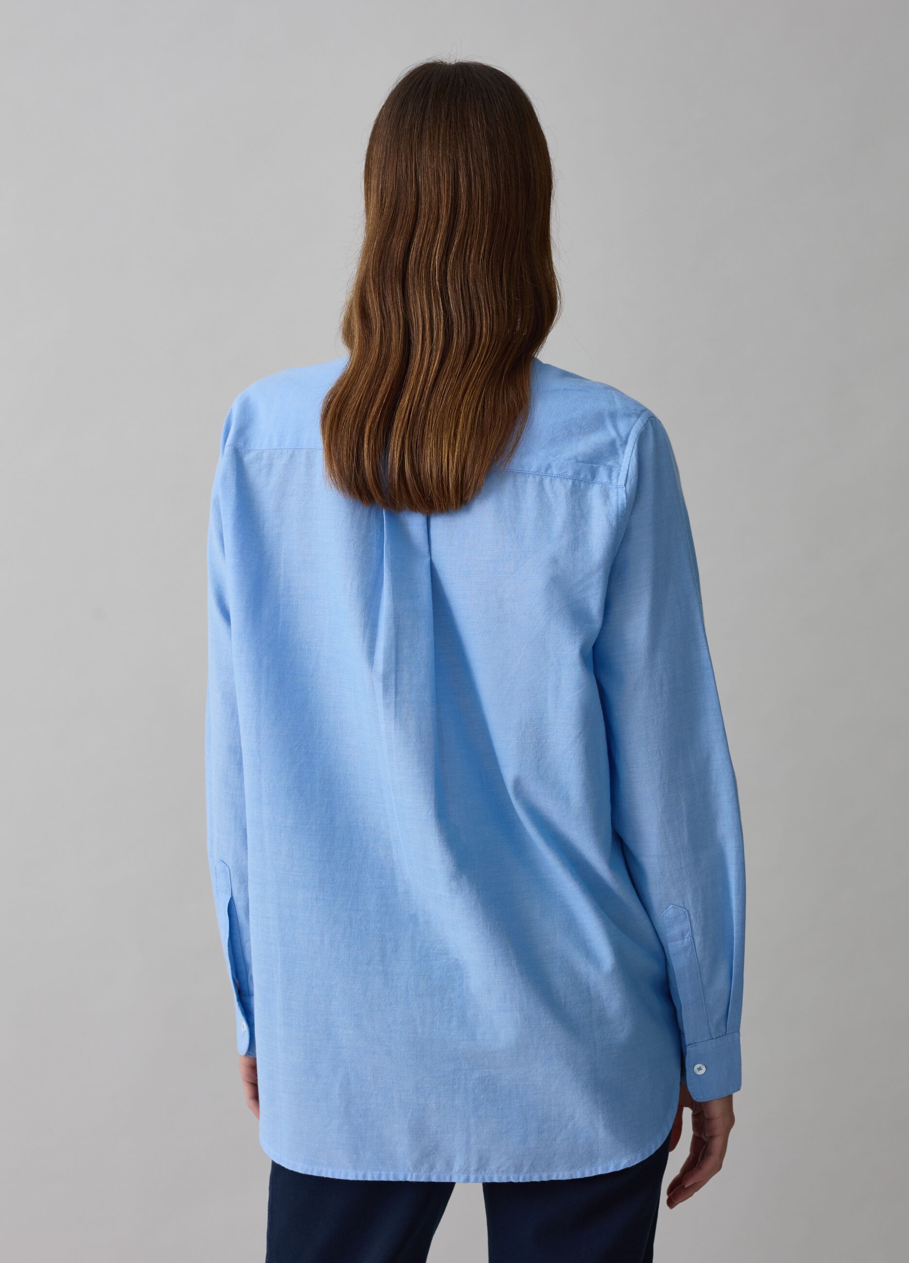 Chambray shirt with pleated detail_2