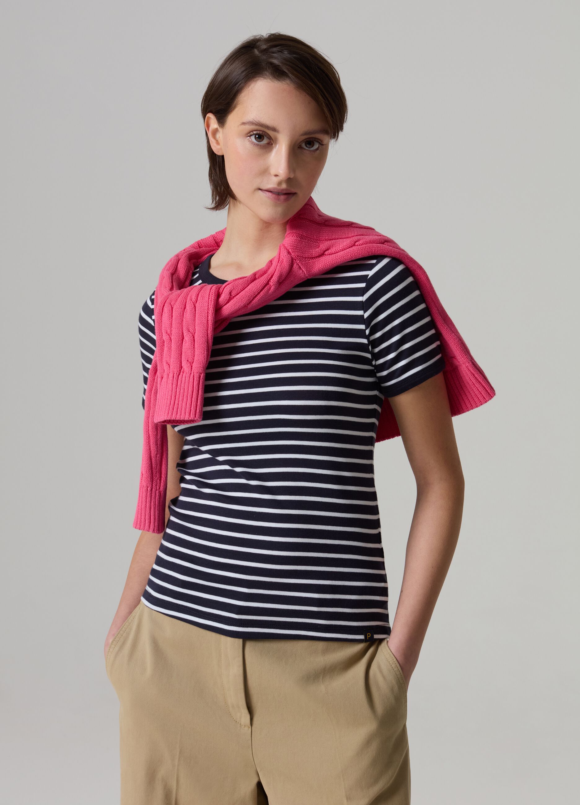 Striped T-shirt in stretch cotton_0