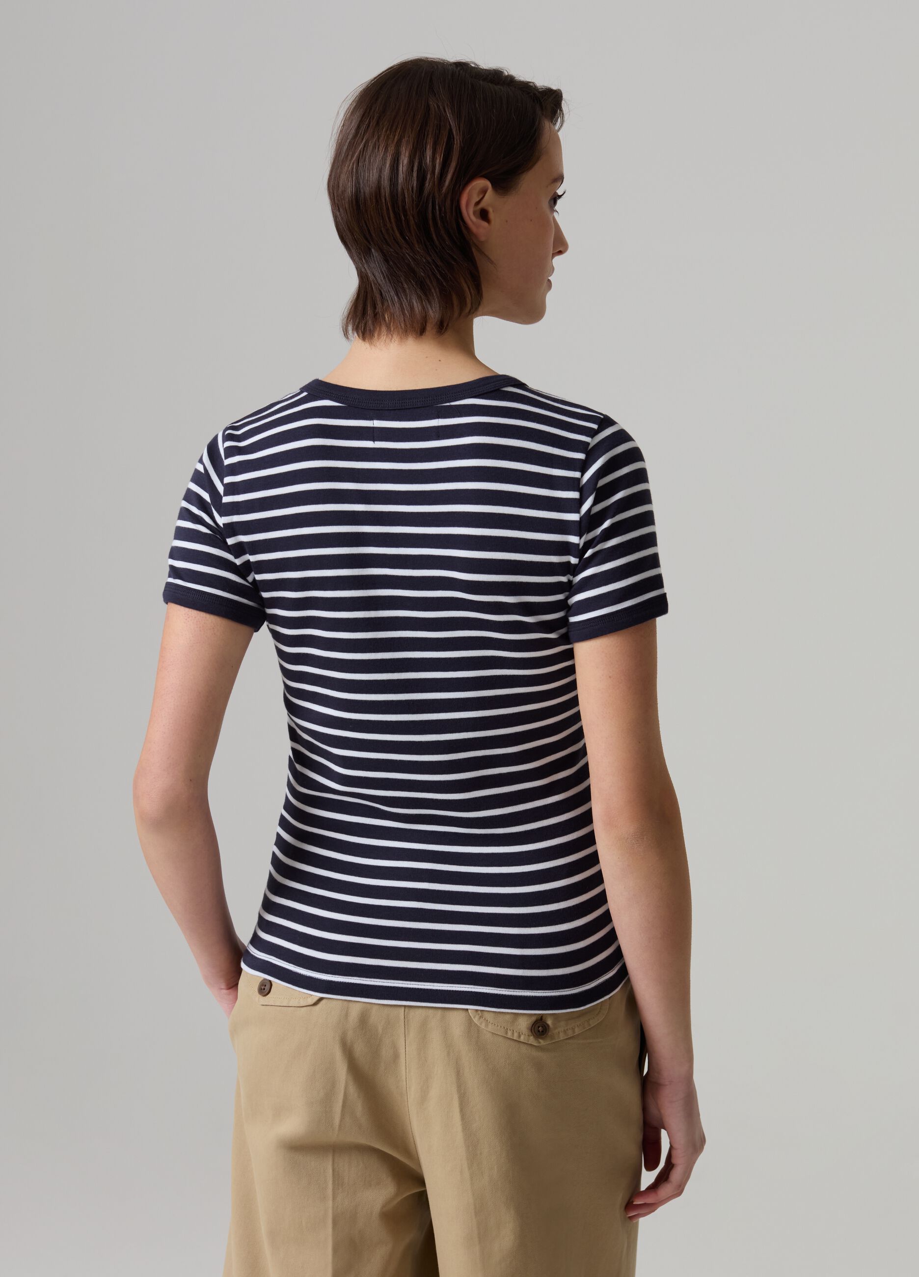 Striped T-shirt in stretch cotton_1