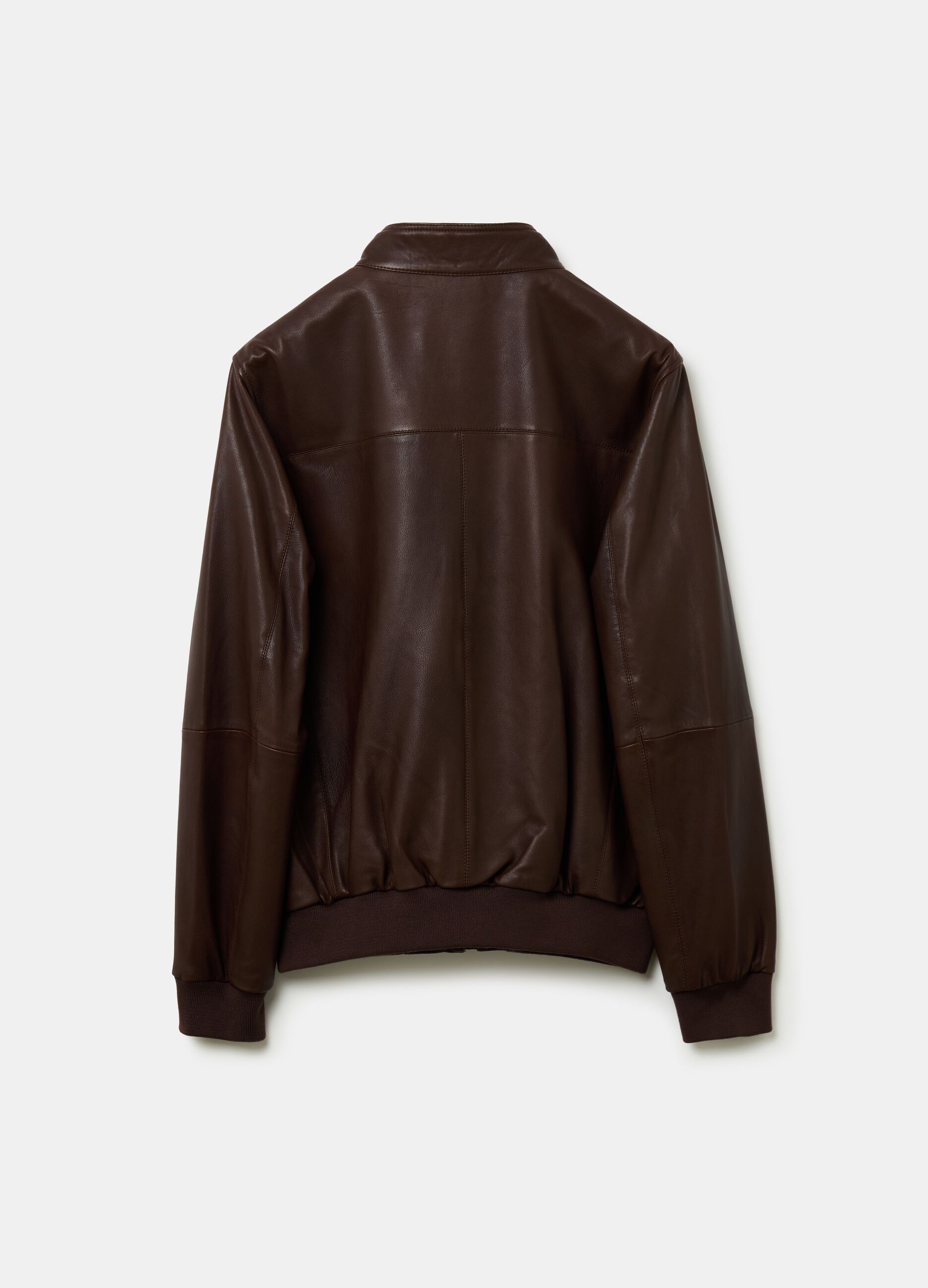 Leather bomber jacket with high neck_4