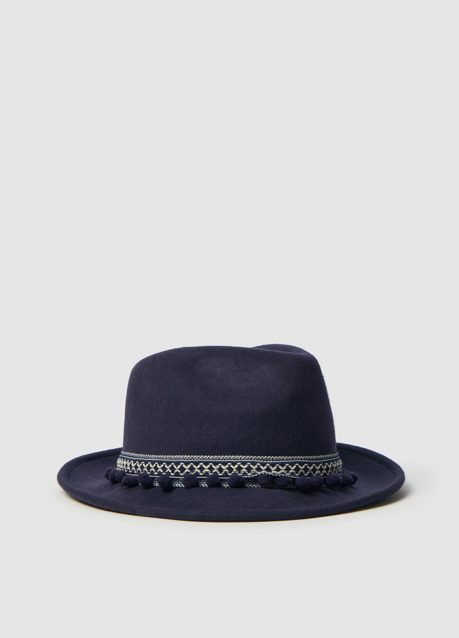 Felt hat with ethnic edging