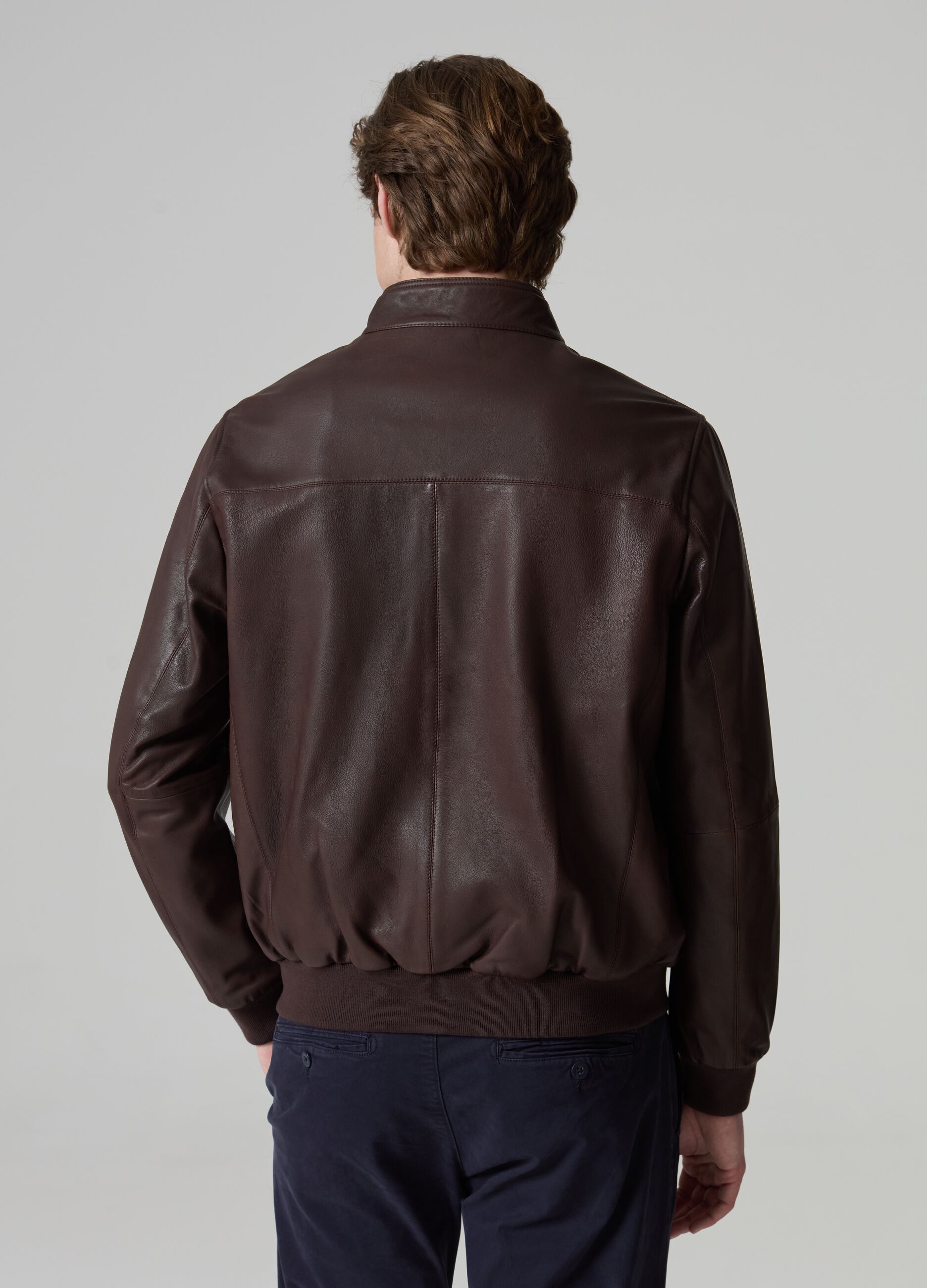 Leather bomber jacket with high neck_2