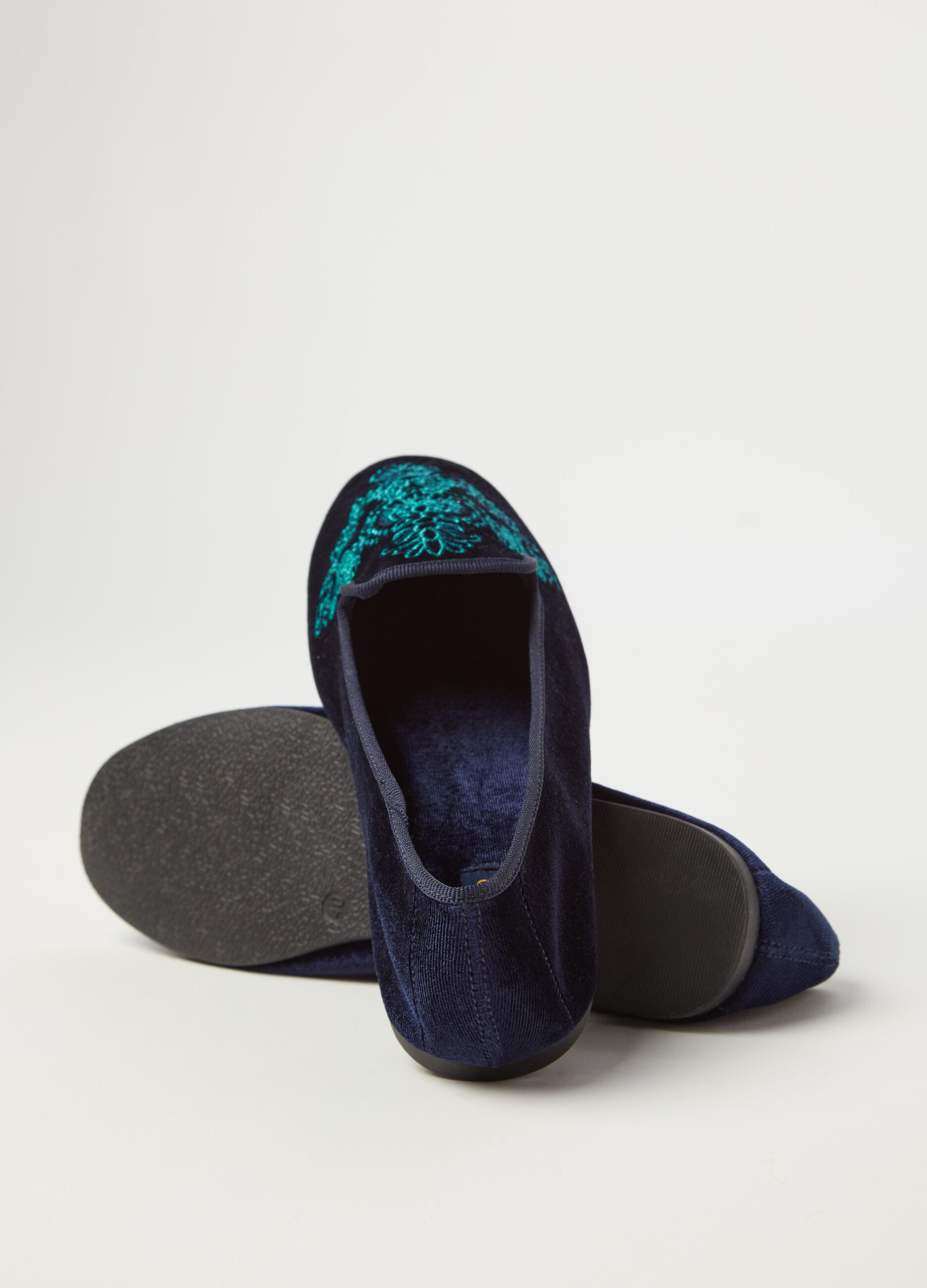 Velvet slipper shoes with embroidery_1