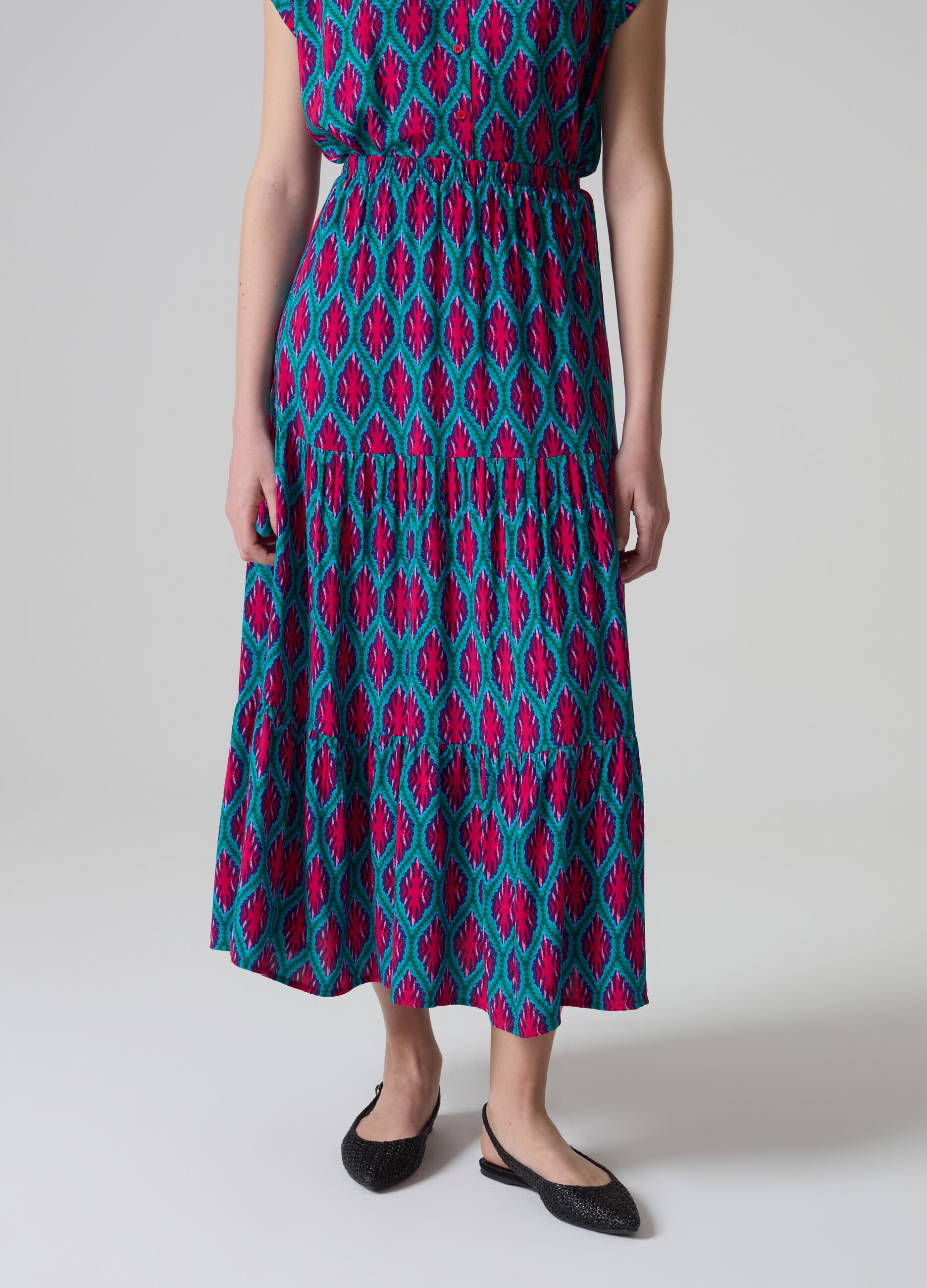 Long tiered skirt in viscose_1