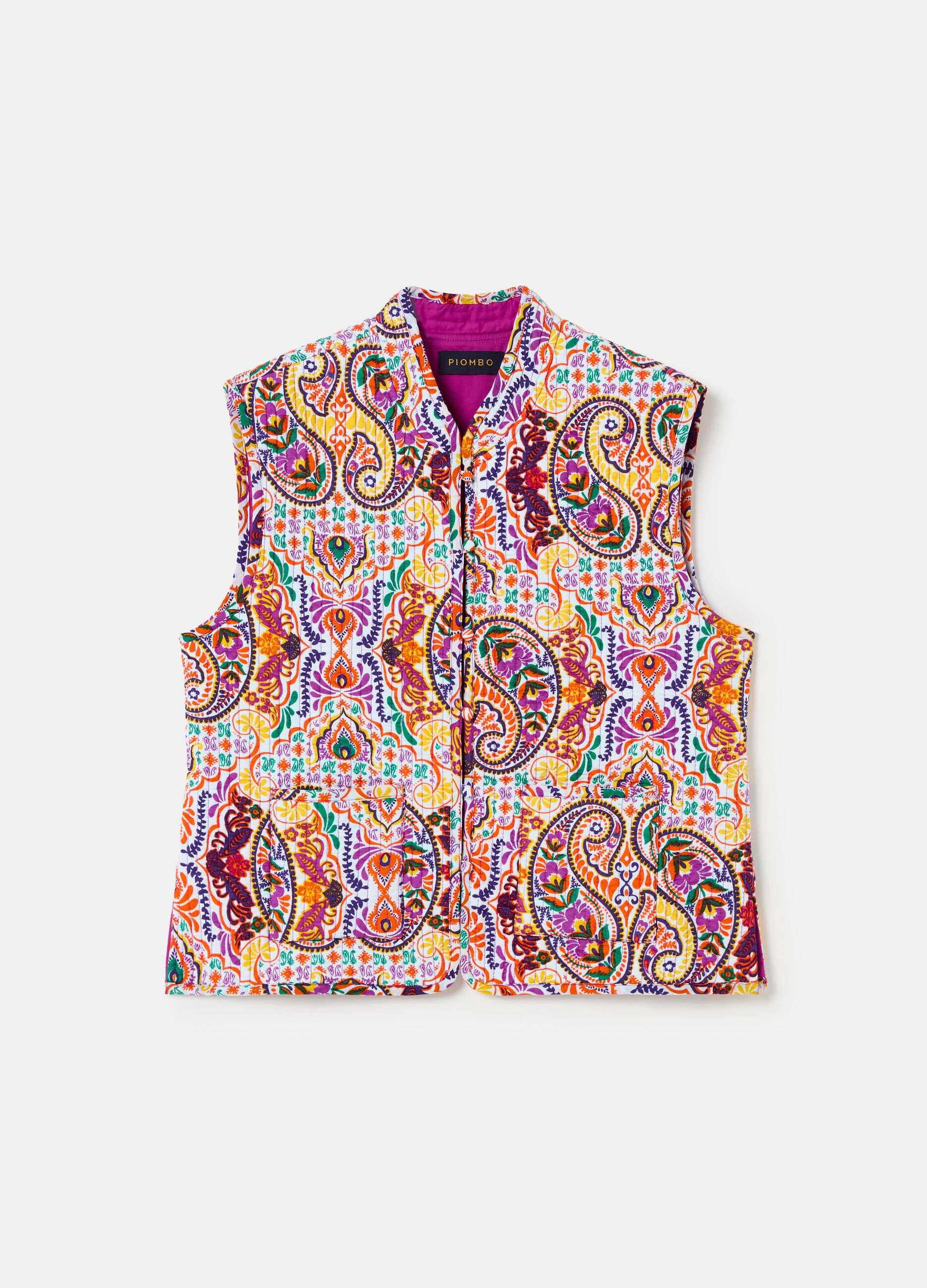 Quilted gilet with paisley print_3