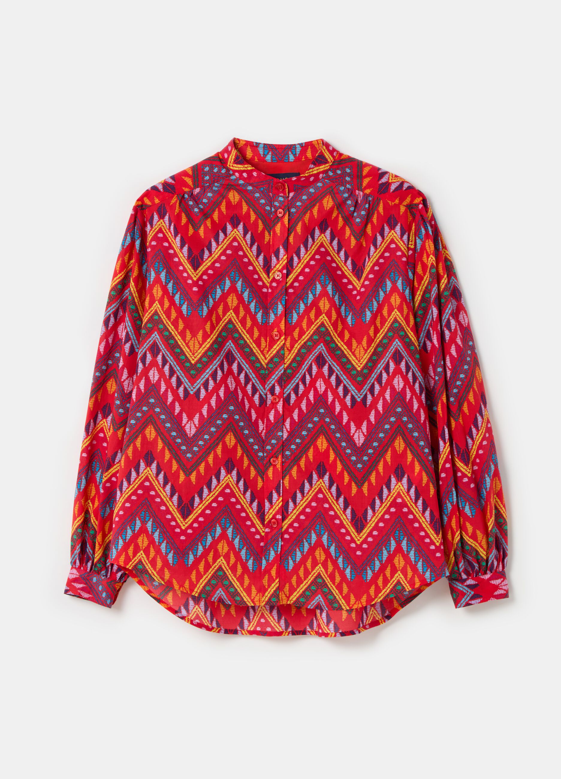 Shirt with multicoloured ethnic pattern