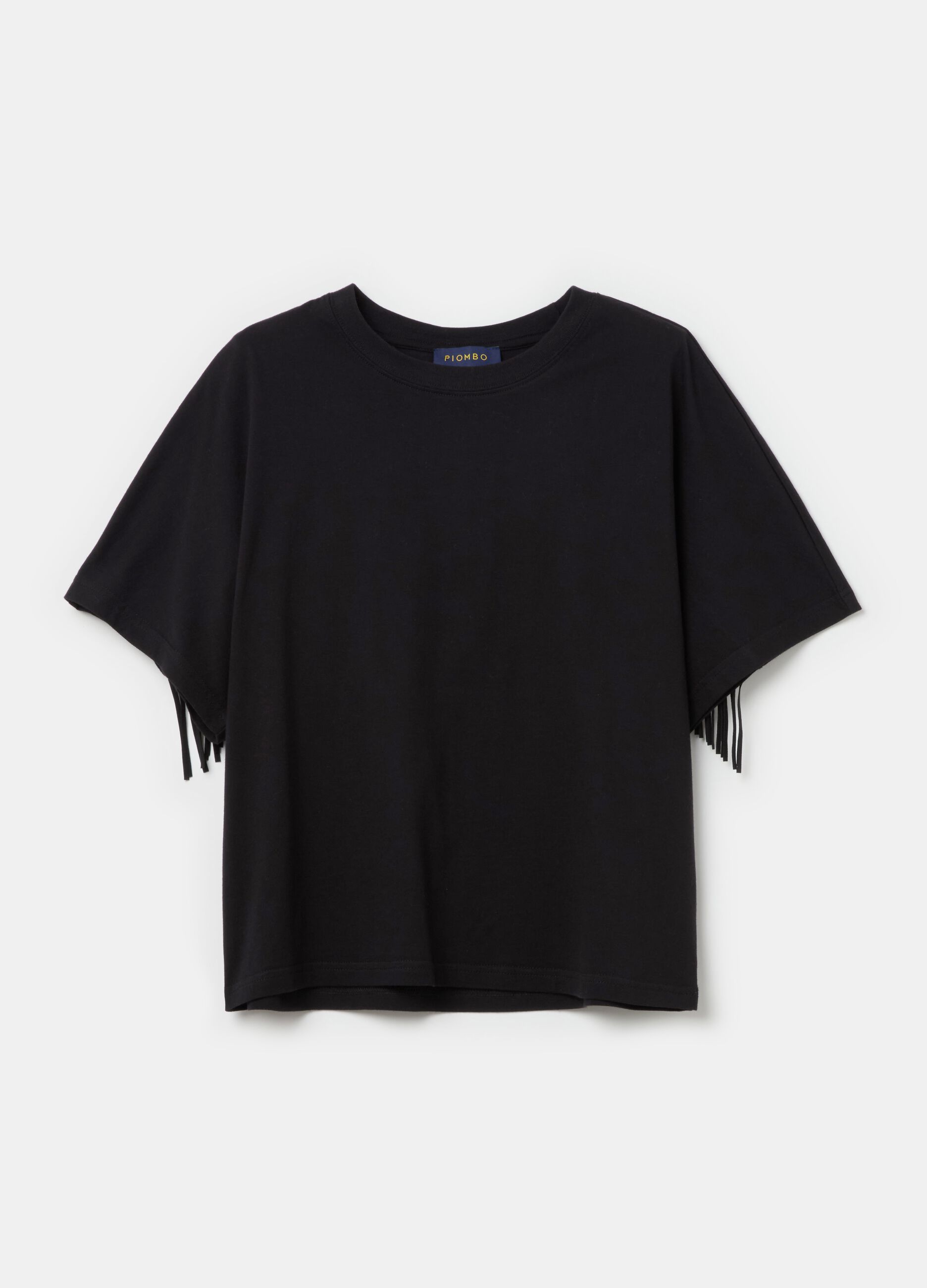 Cotton T-shirt with fringe