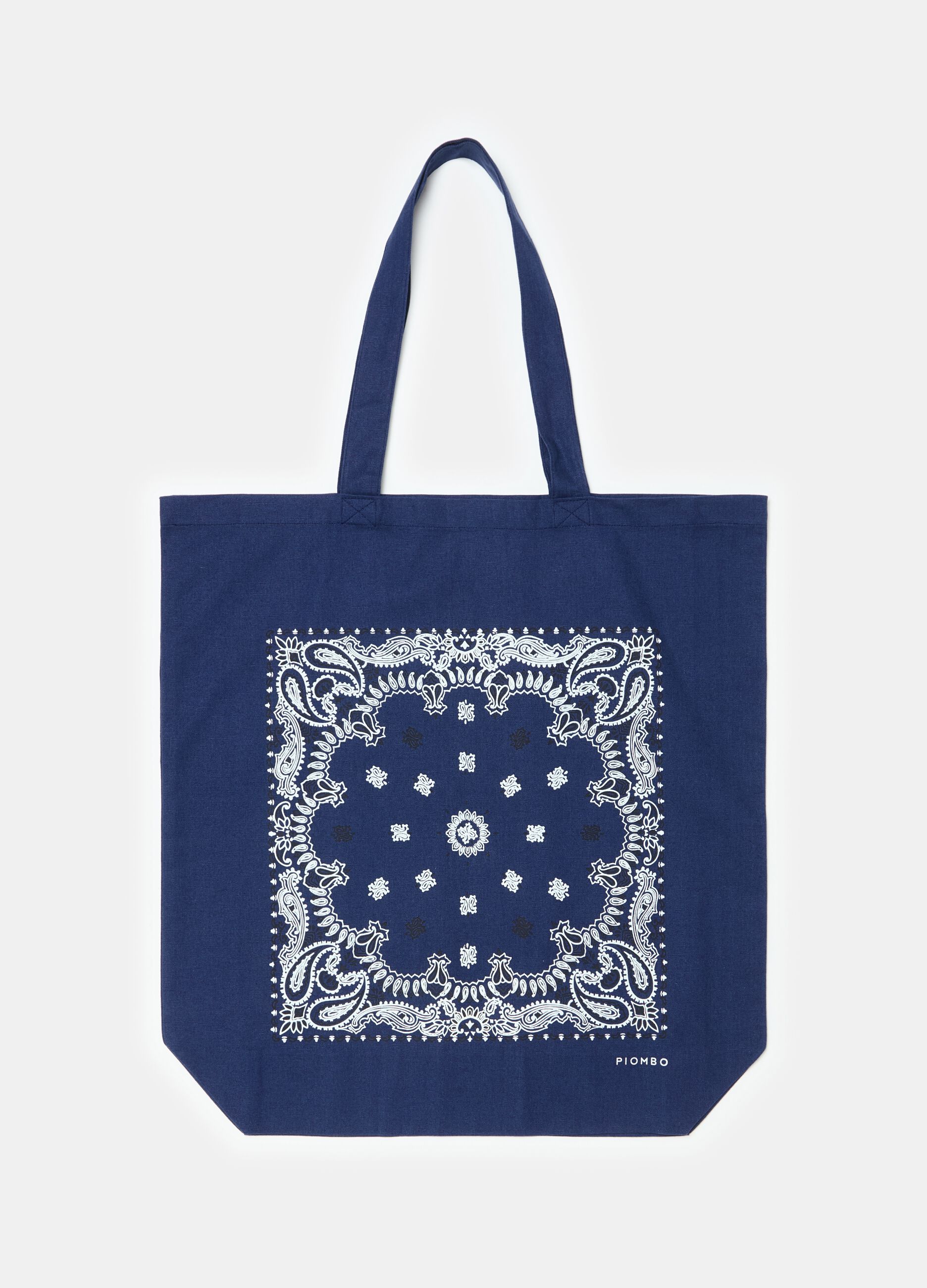 Shopping bag in canvas with paisley print_0
