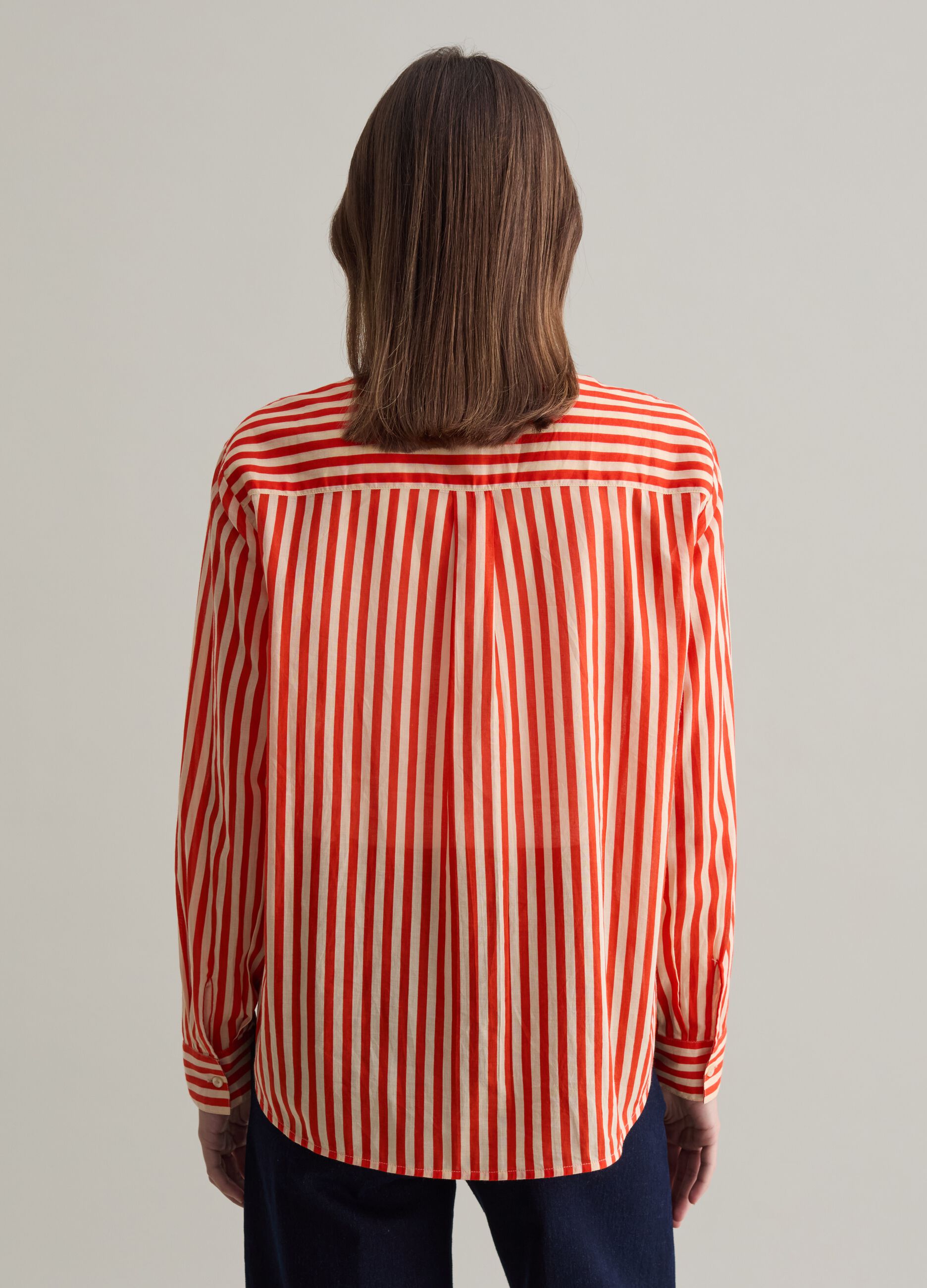 Striped shirt with Mandarin collar