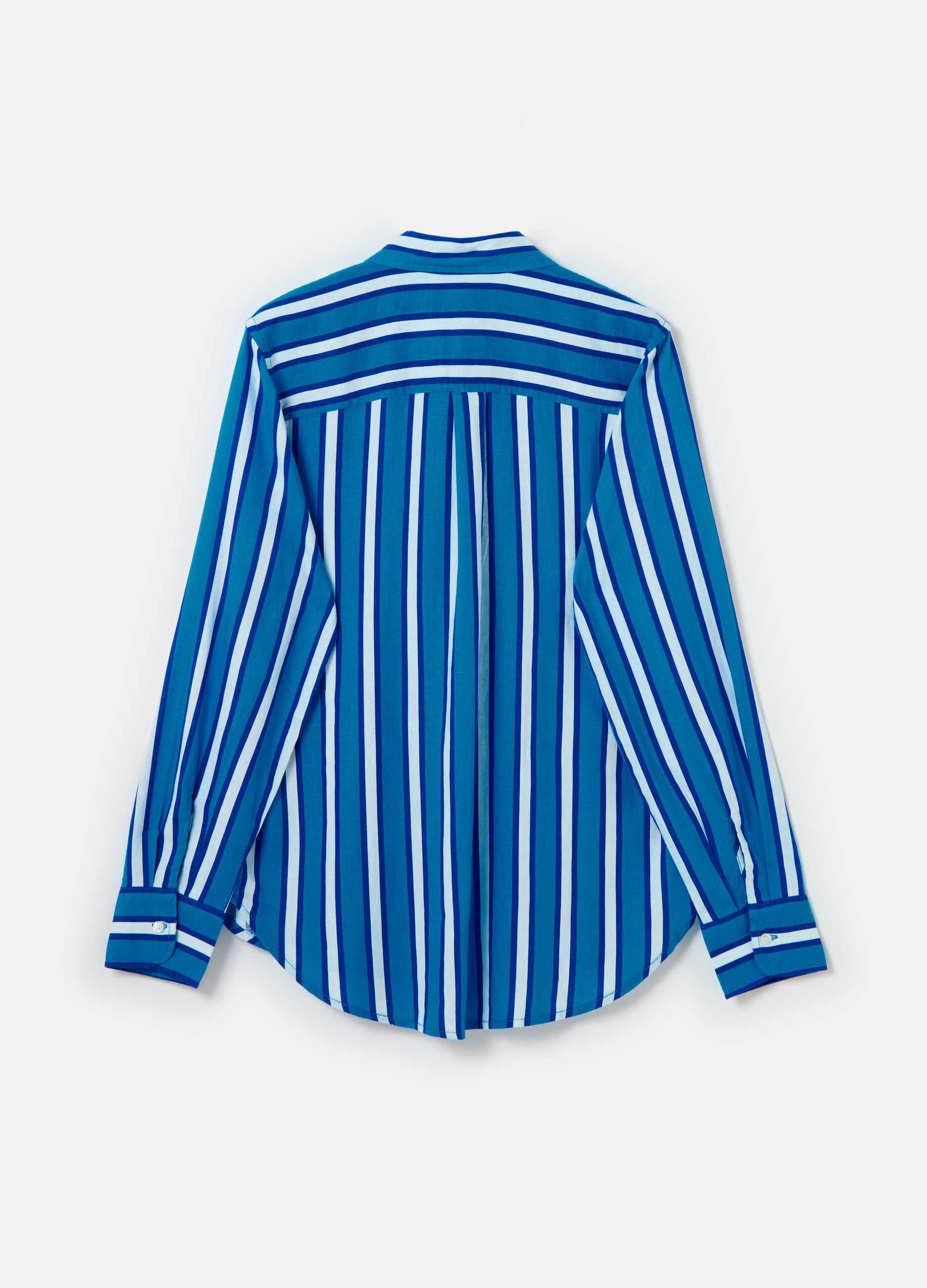 Striped shirt in linen and viscose