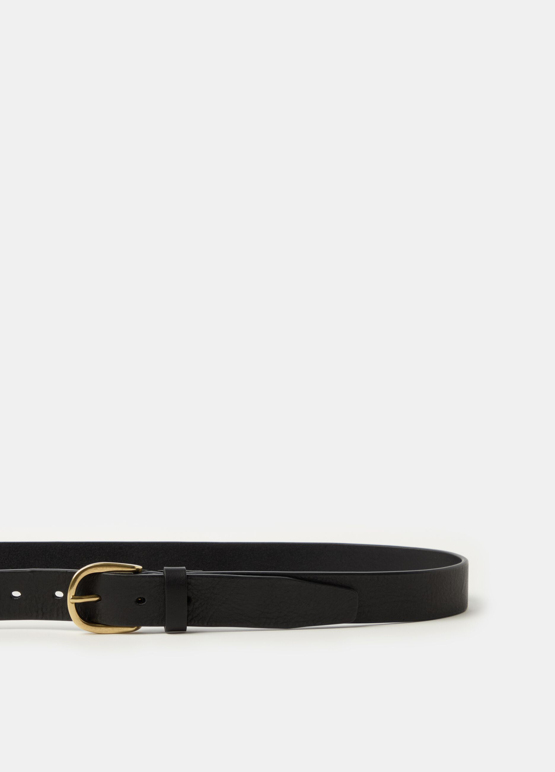 Leather belt with rounded buckle_0
