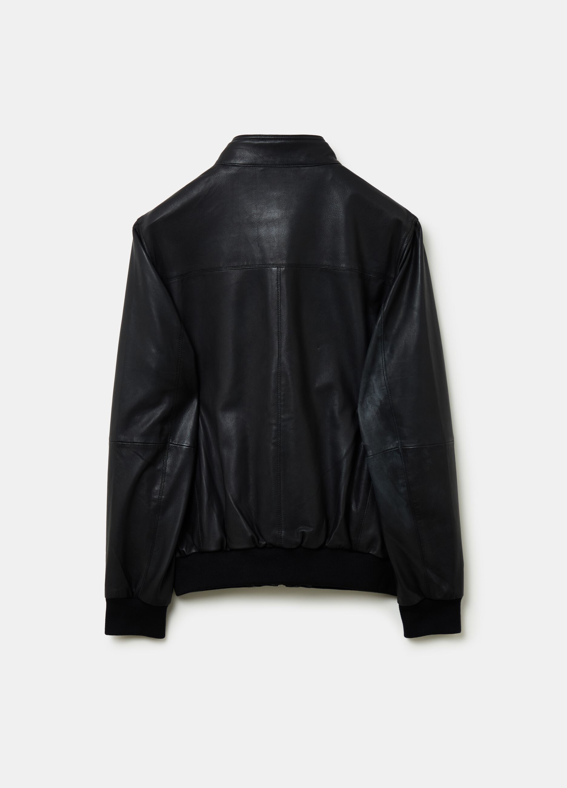 Leather bomber jacket with high neck_4