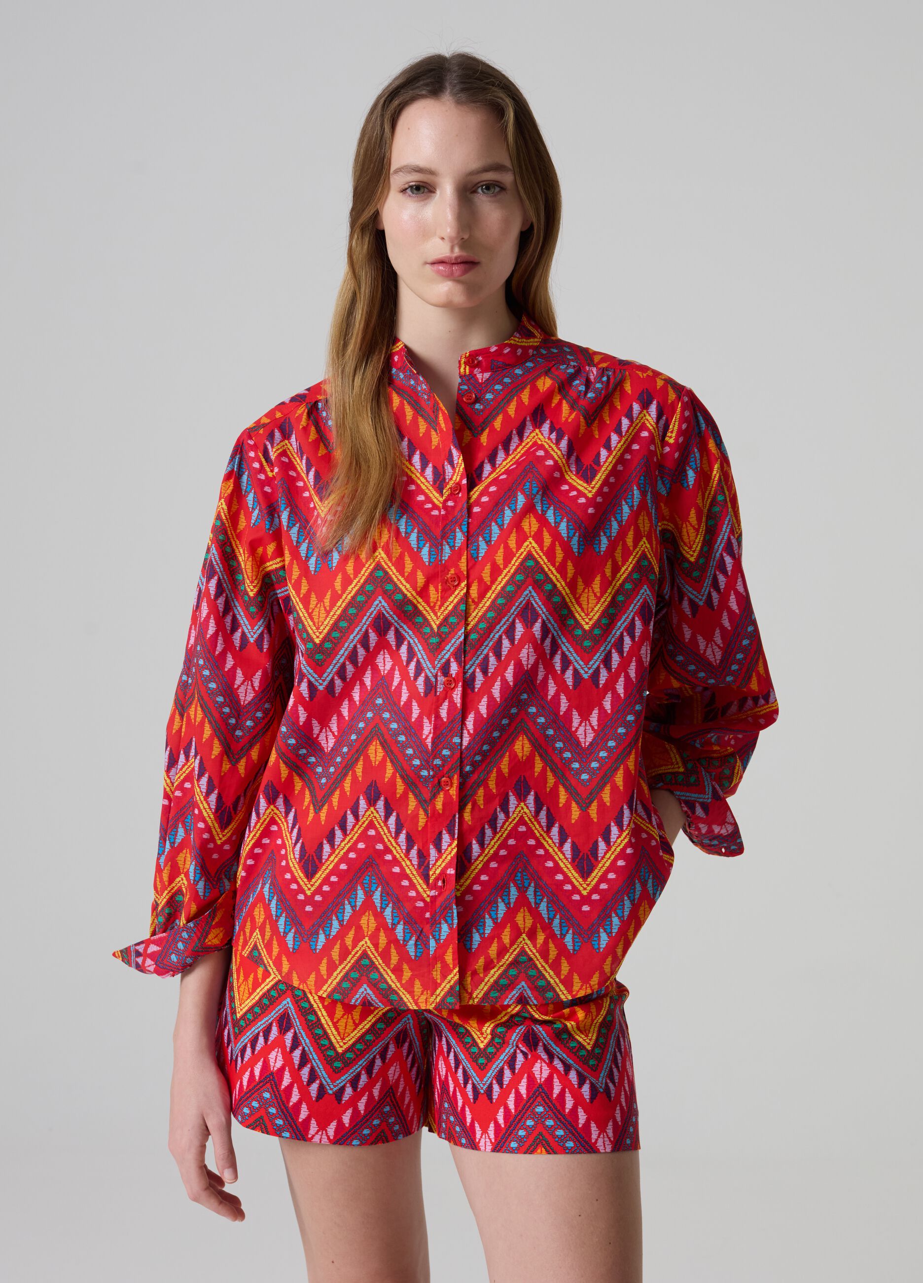 Shirt with multicoloured ethnic pattern_1