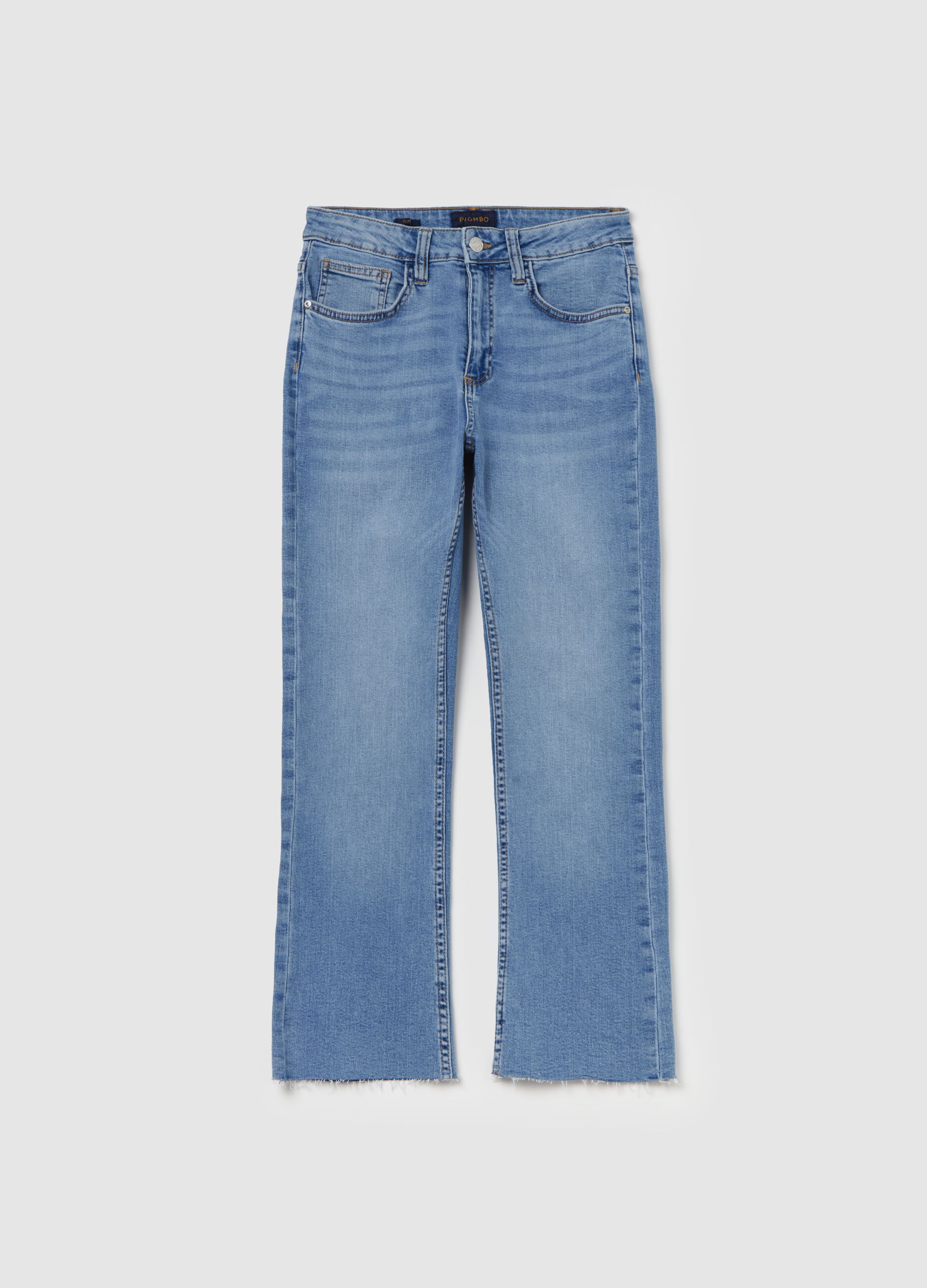 Flare-fit crop jeans with raw edging_4