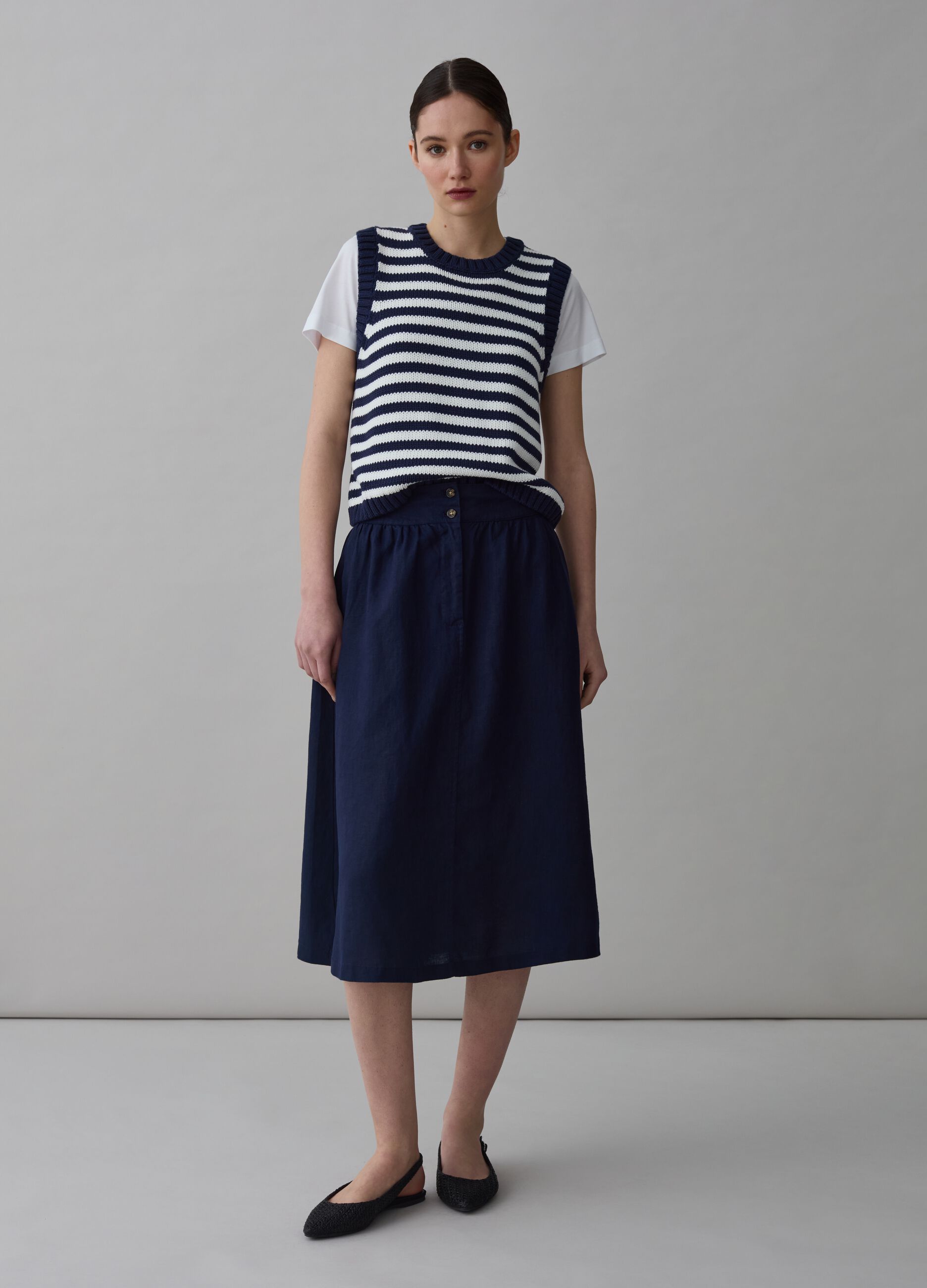 Midi skirt in linen_0