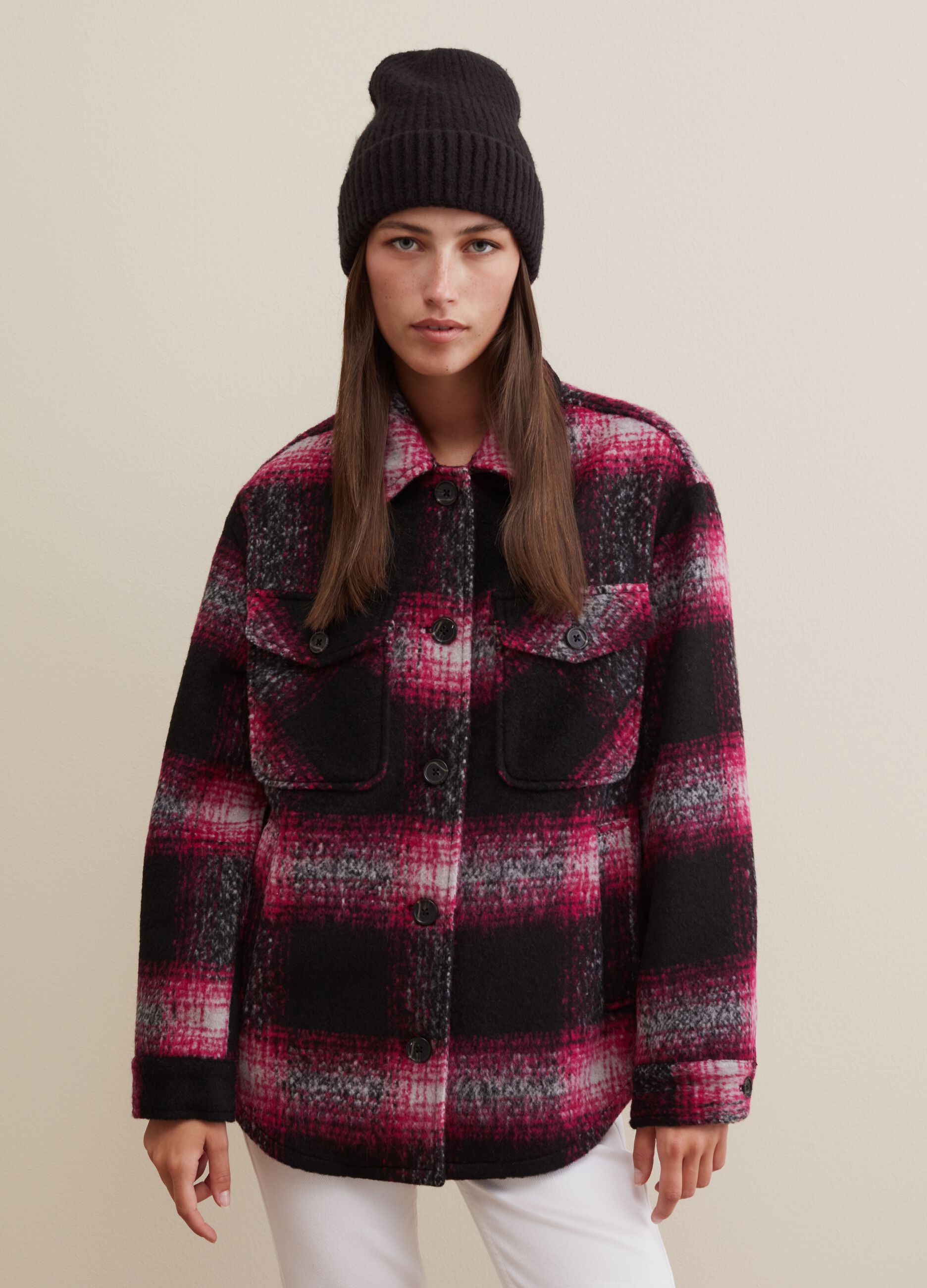 Oversize shacket with check pattern_0