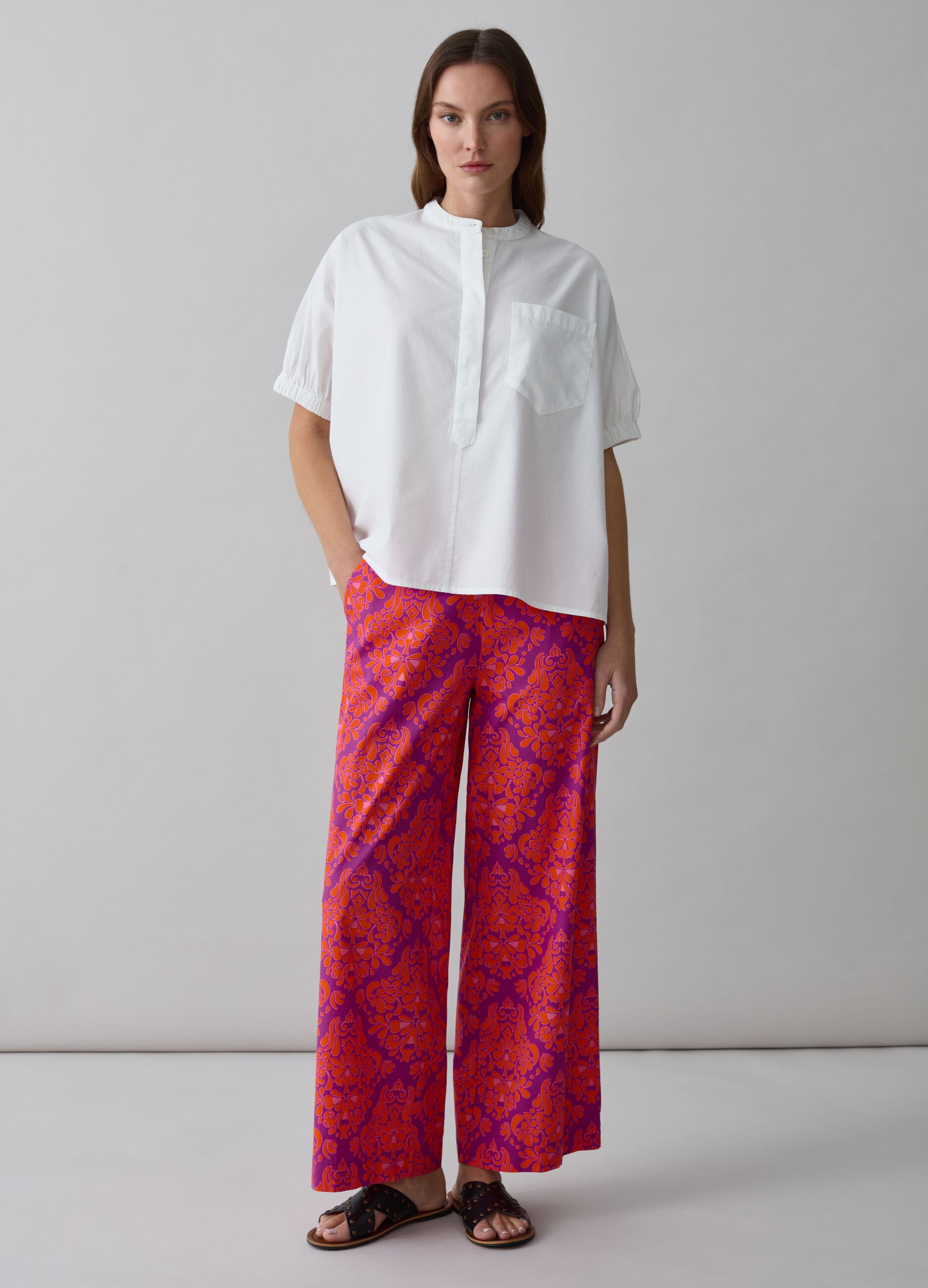 Wide-leg trousers with print