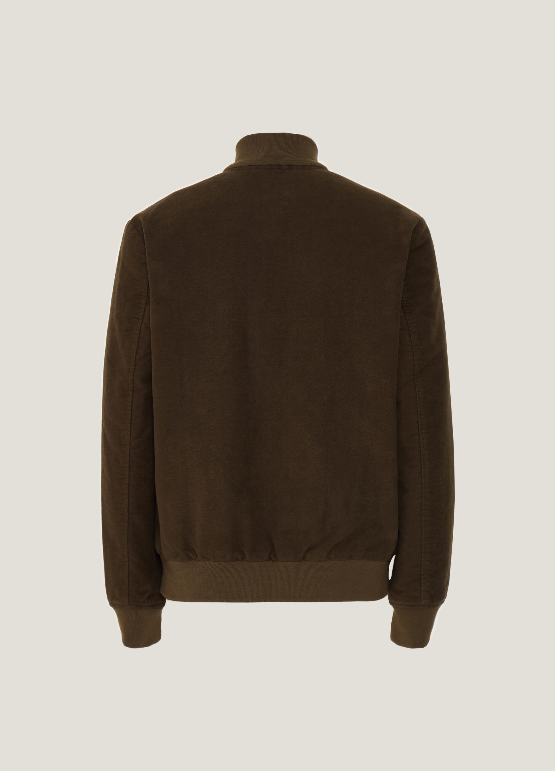 Suede bomber jacket with high neck_3