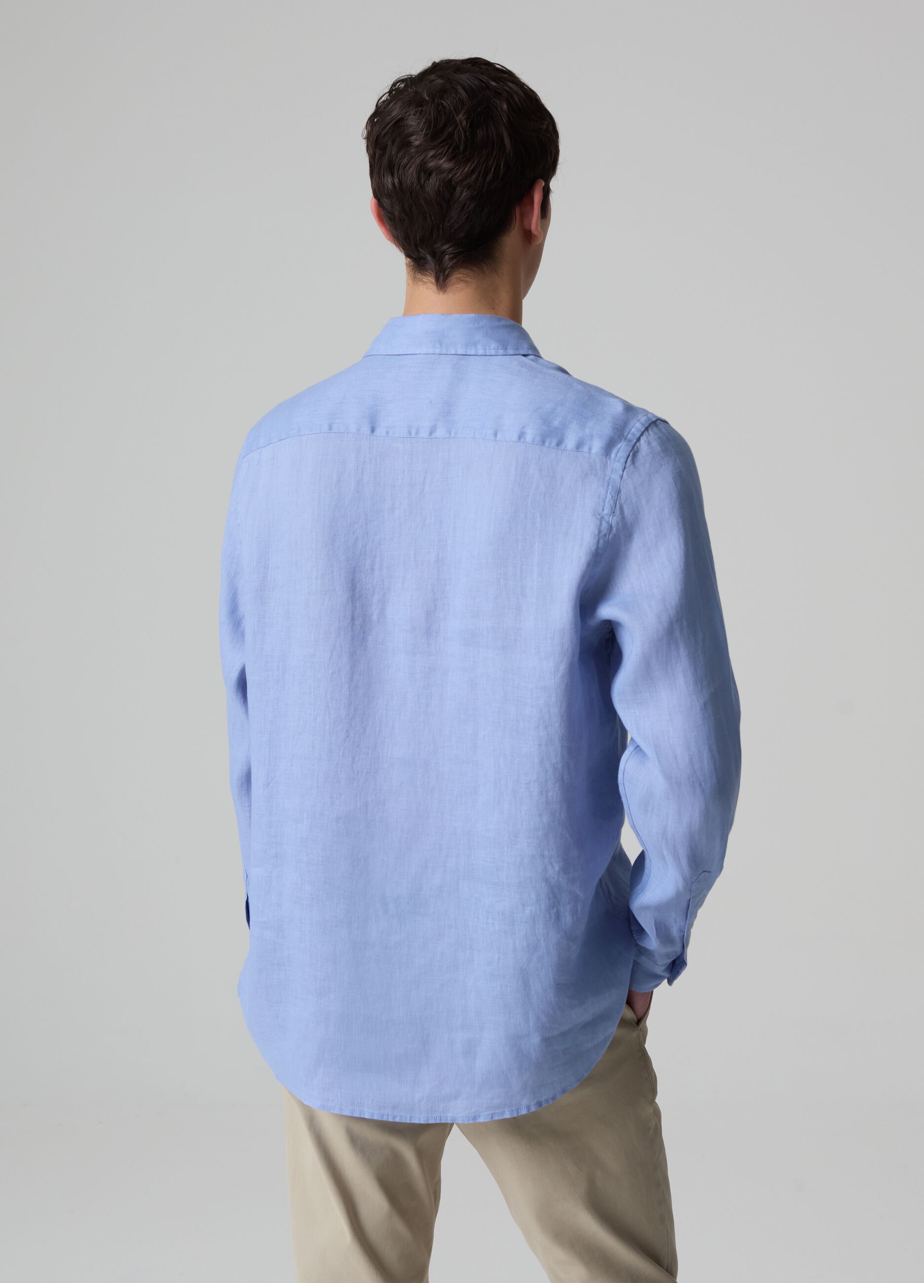 Solid colour linen shirt_1