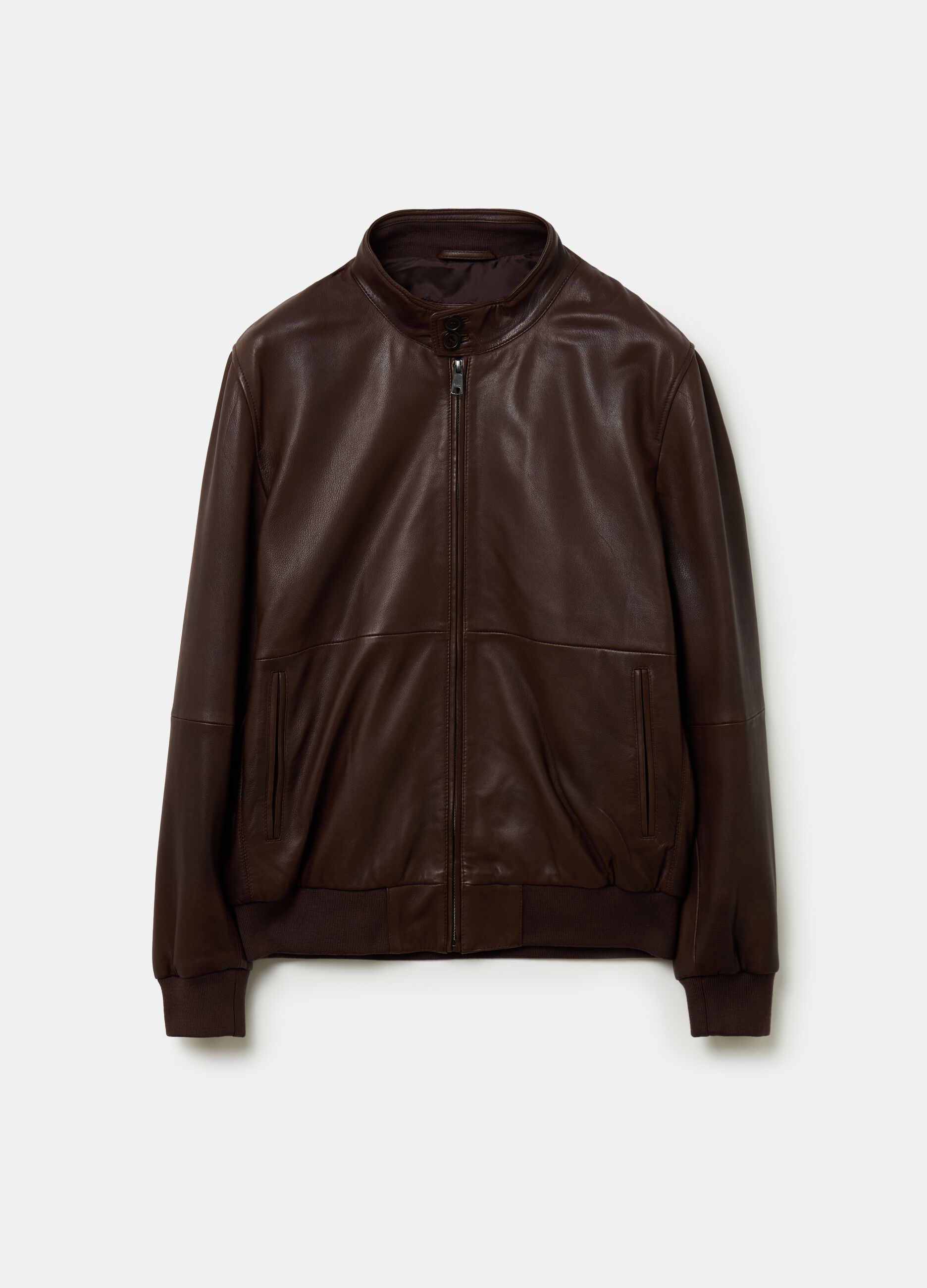 Leather bomber jacket with high neck_3