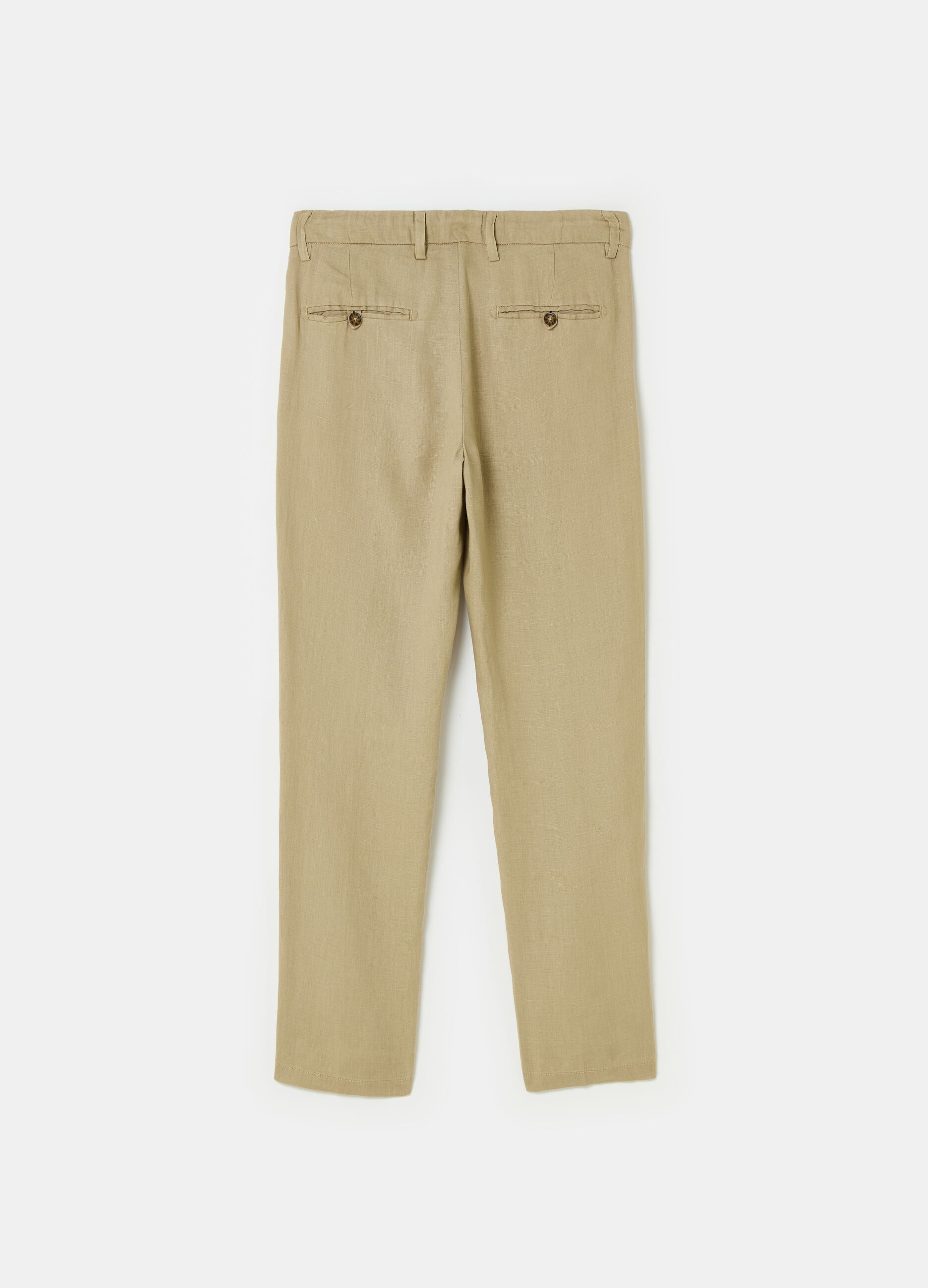 Chino trousers in linen with drawstring_4