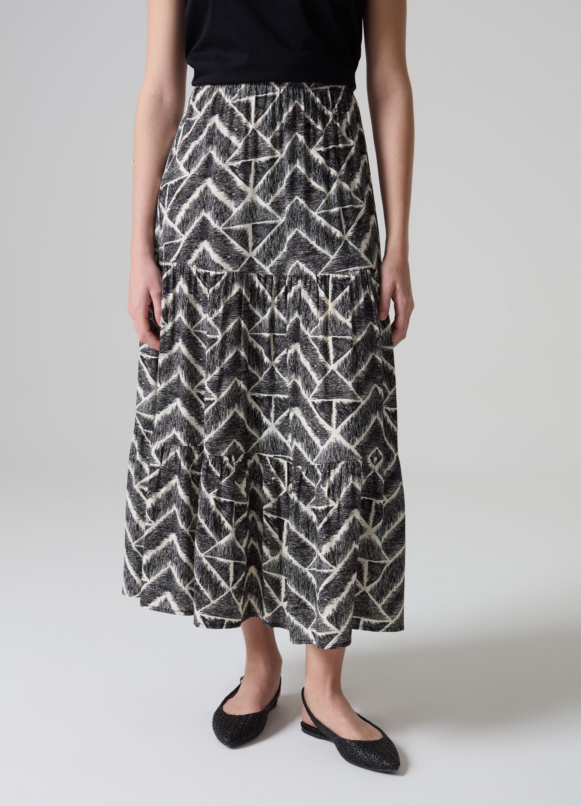 Long tiered skirt in viscose_2