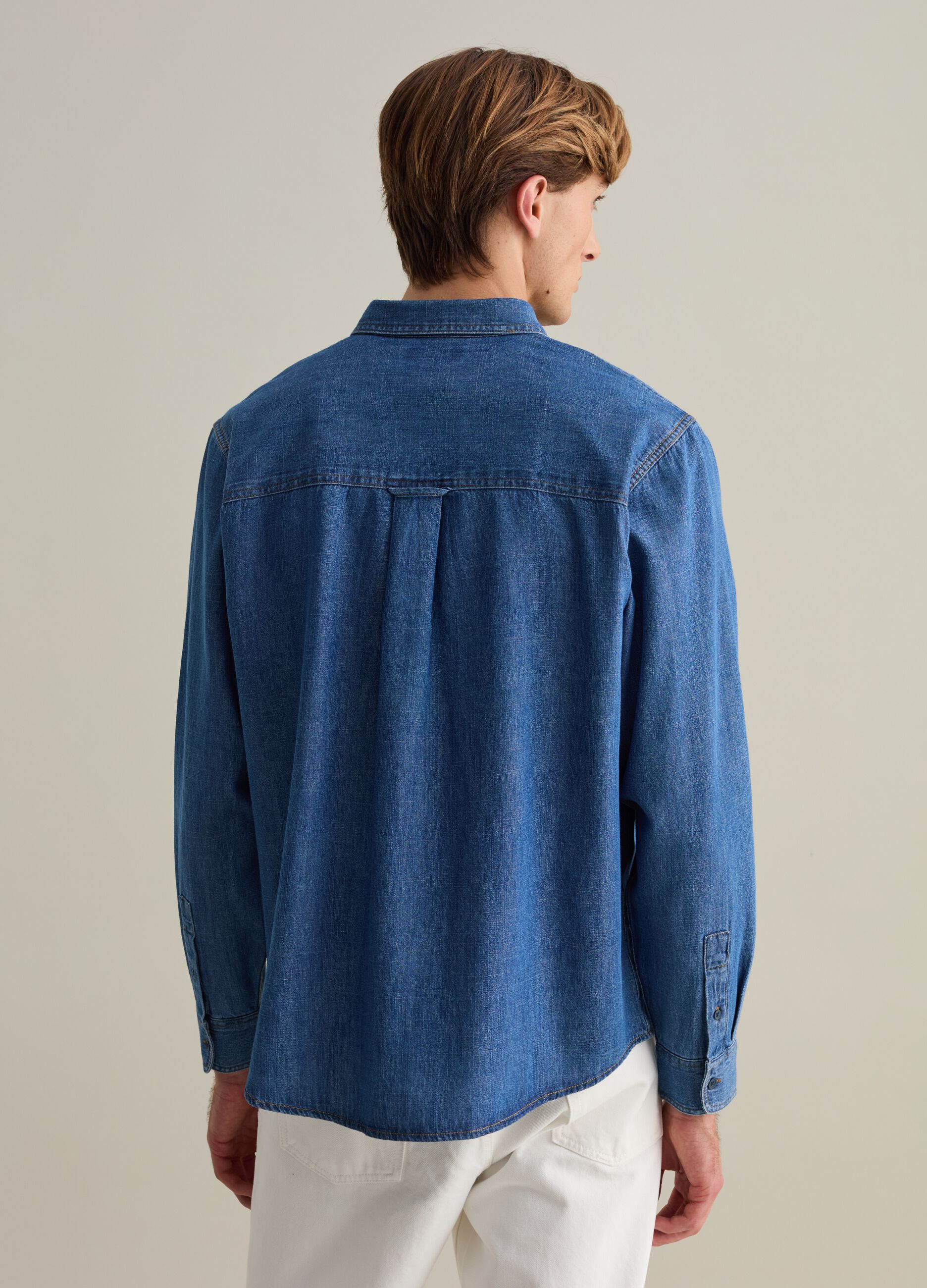 Iridescent-effect denim shirt_4