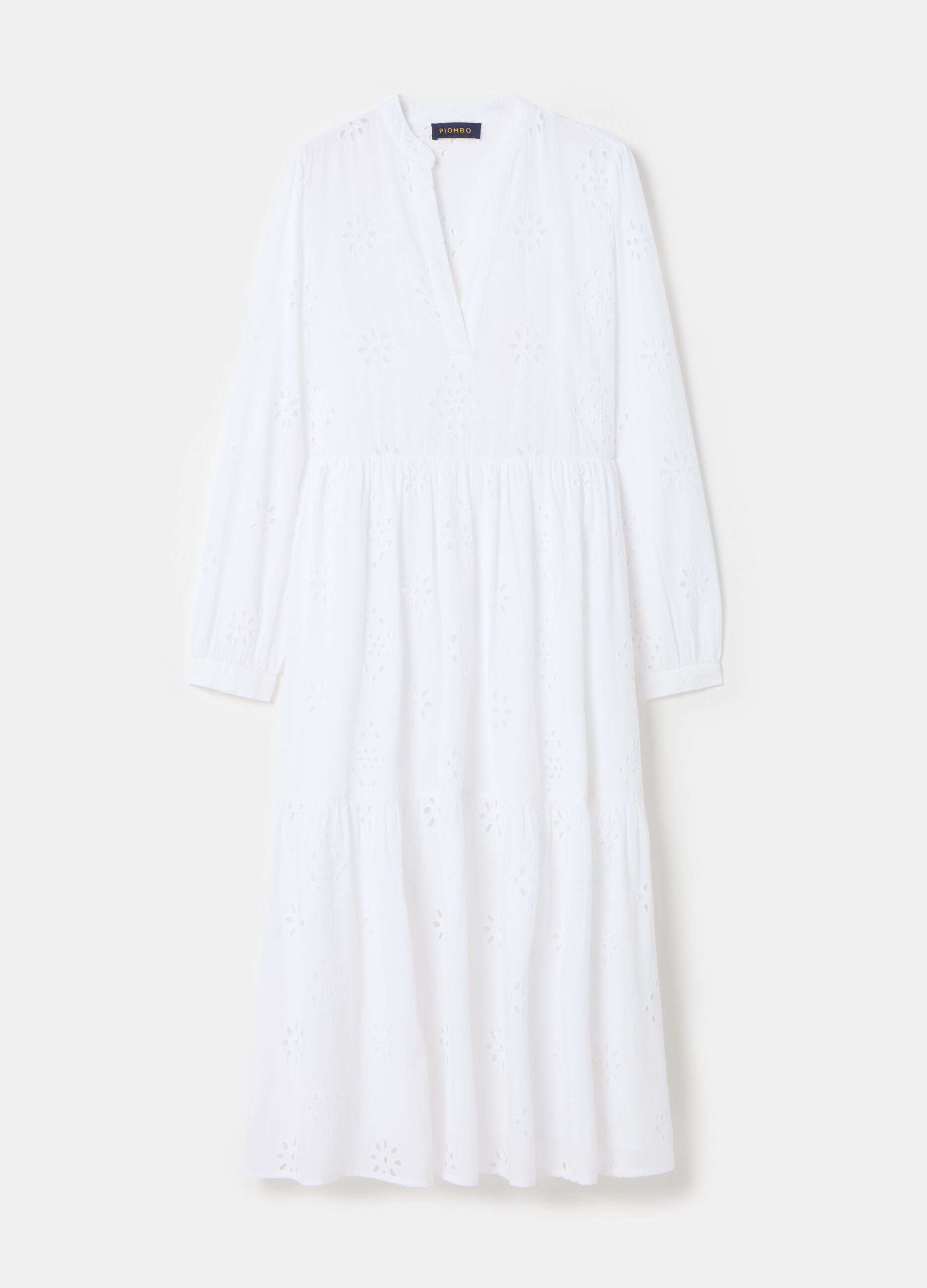 Broderie anglaise dress with V neck