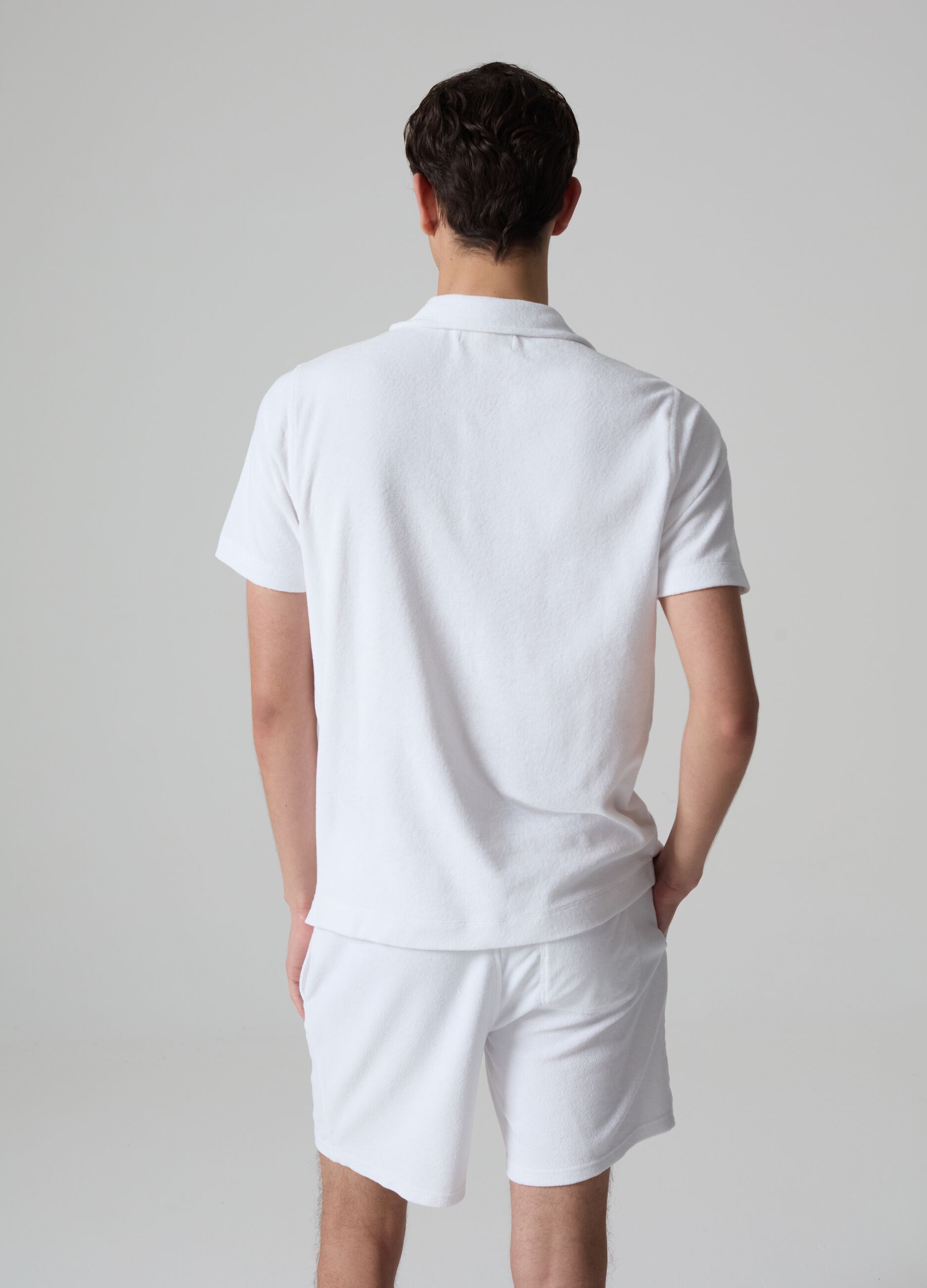 Reverse French terry polo shirt with pocket_2