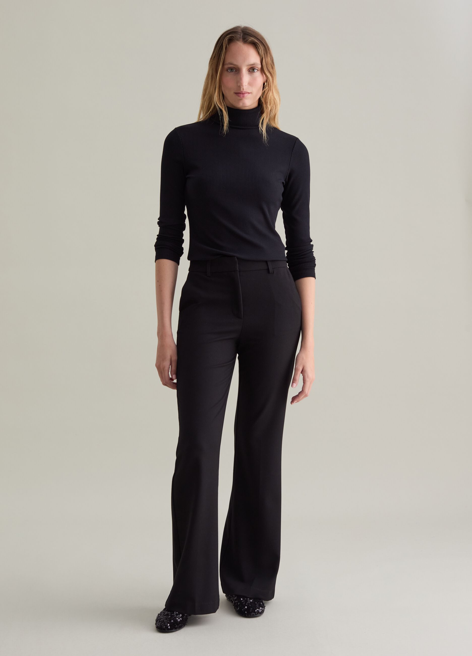 Contemporary flat-ribbed turtleneck pullover_2