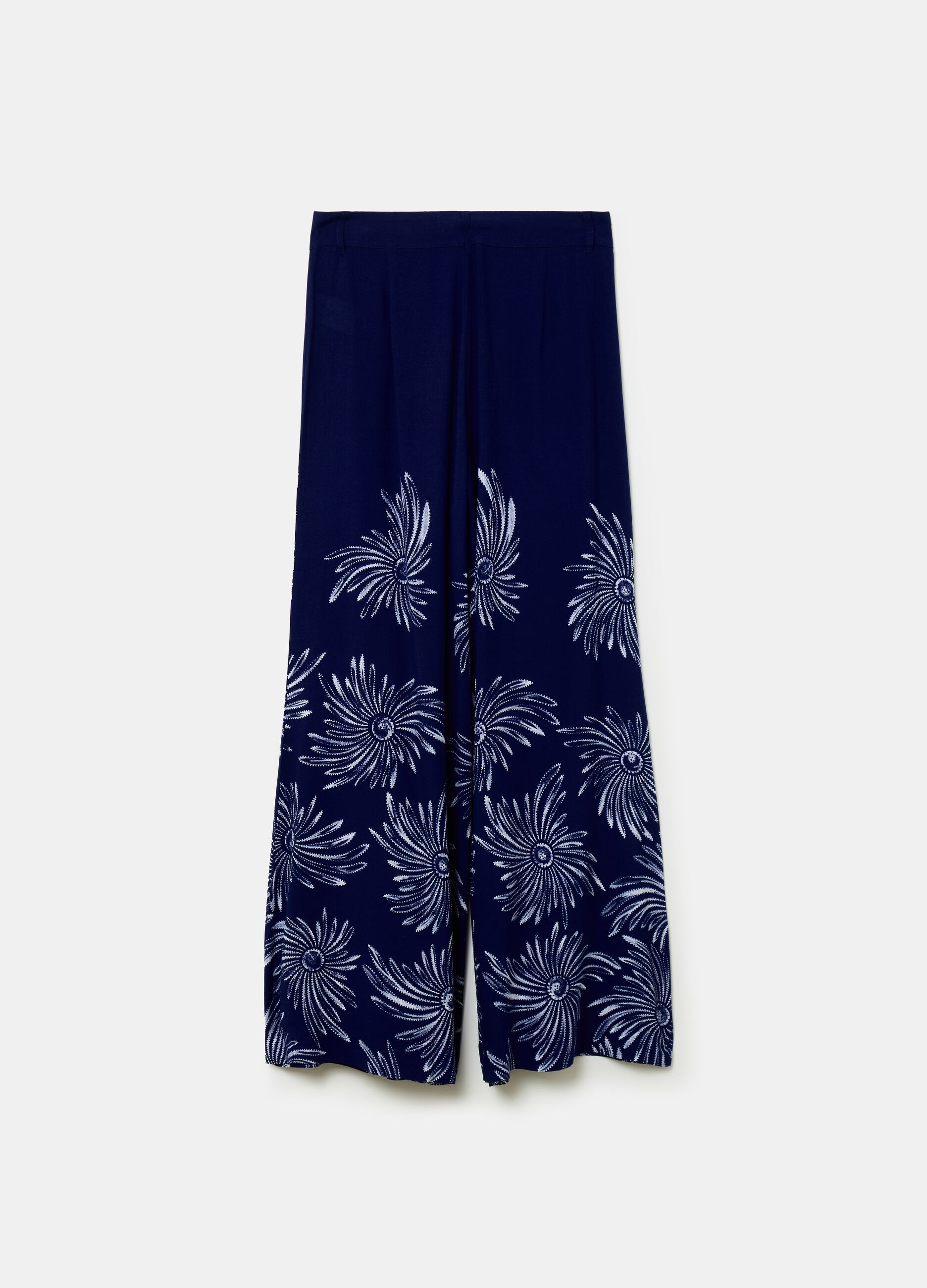 Flare-fit trousers in viscose with print