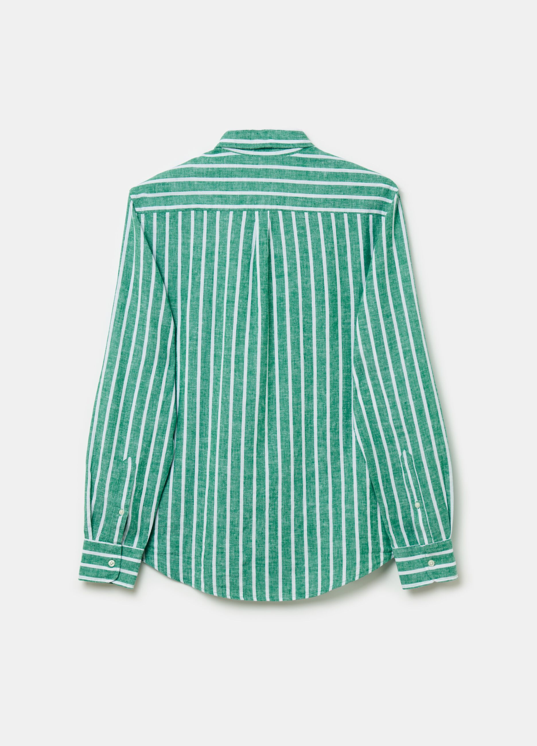 Stripe linen and cotton shirt with pocket_4