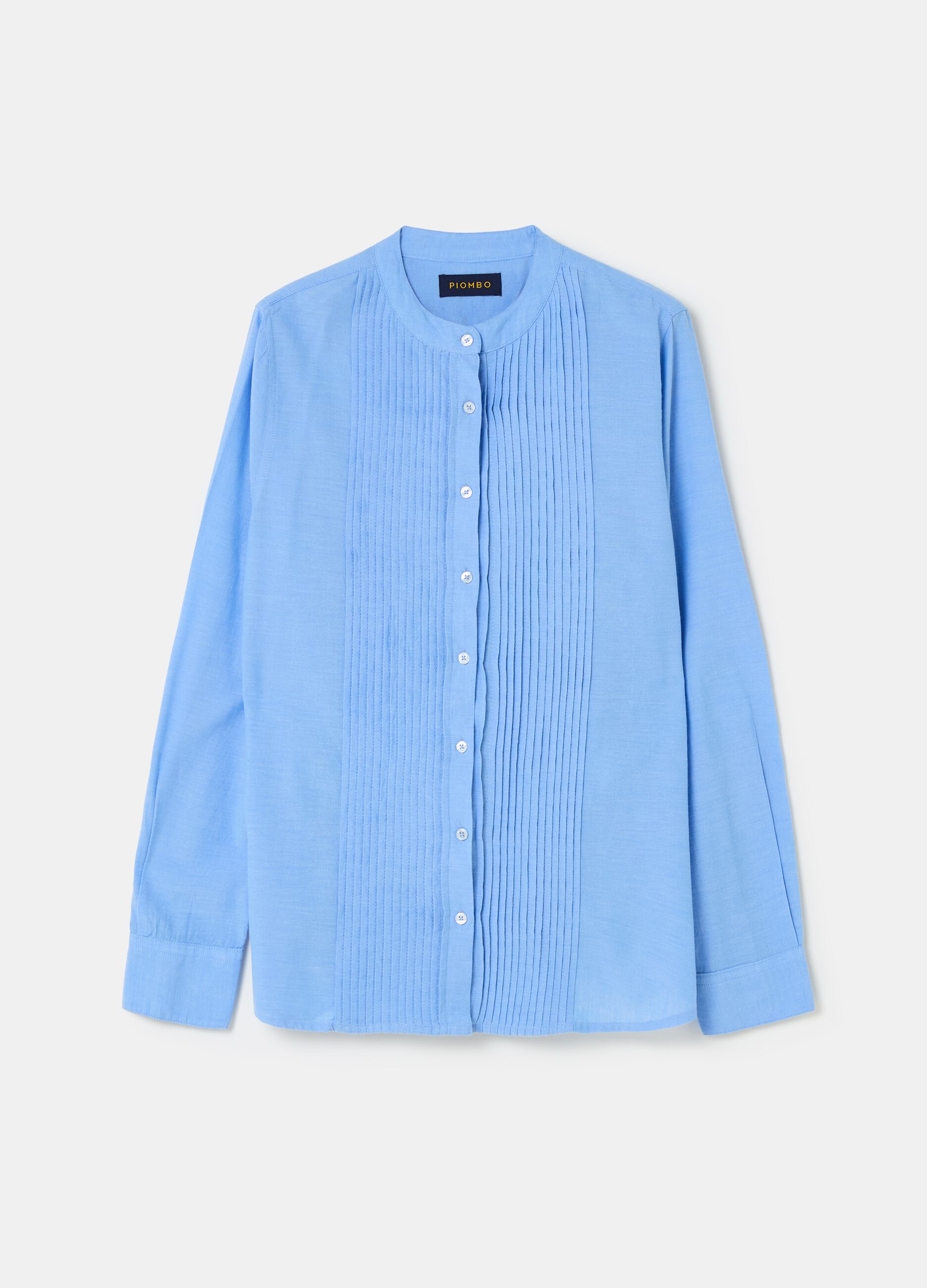 Chambray shirt with pleated detail_3