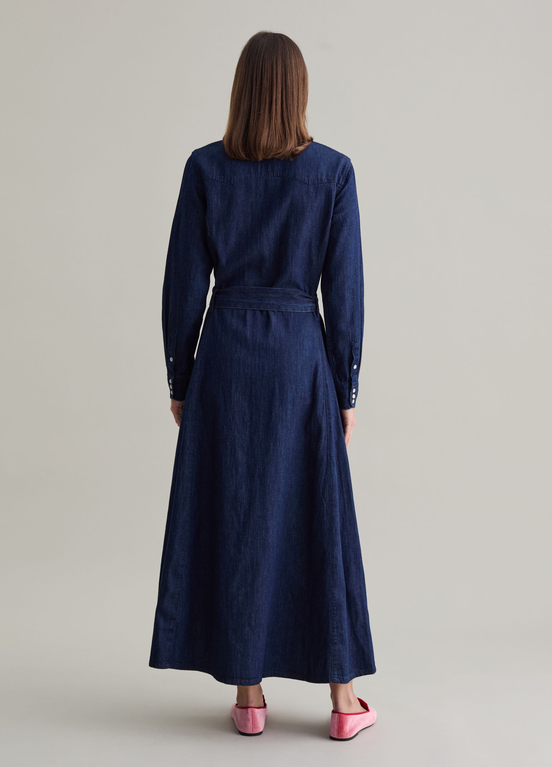 Long shirt dress in denim with belt_2